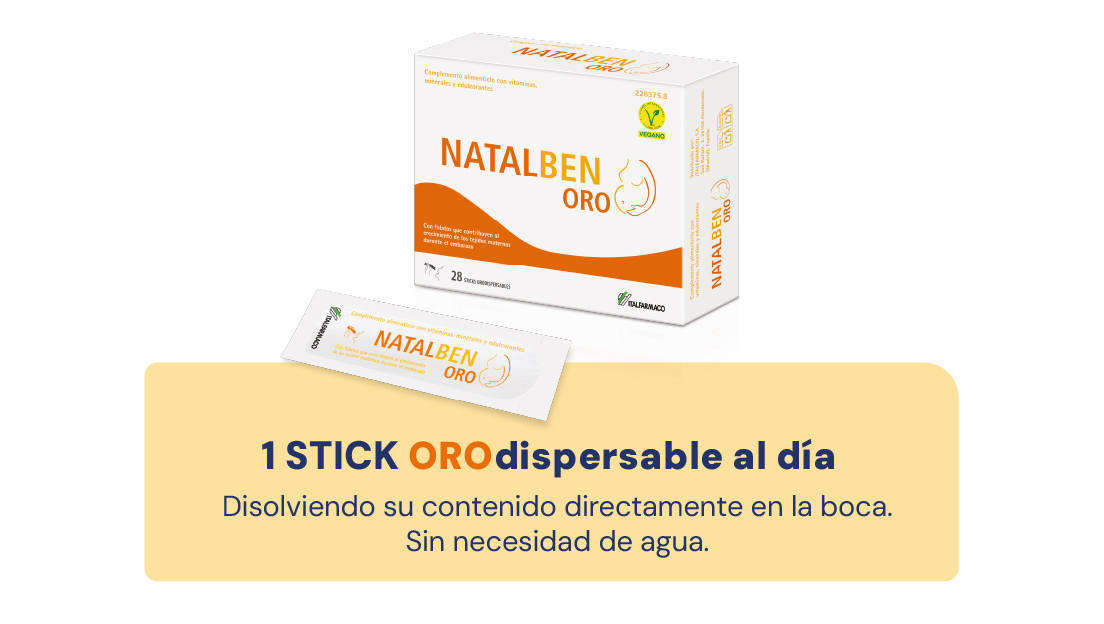 Natalben Oro es el PRIMER Y ÚNICO nutracéutico para el embarazo en sticks ORO dispersables