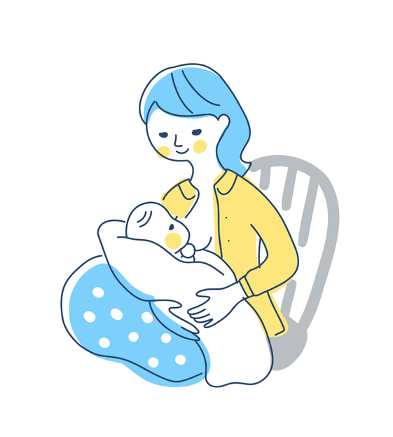 Madre dando el pecho al bebé